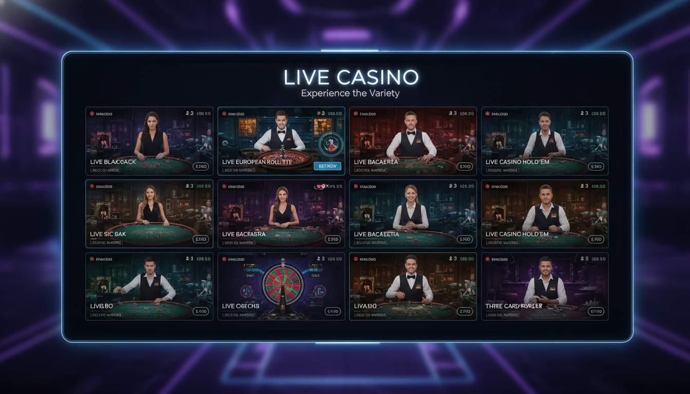 Variety of live casino games available