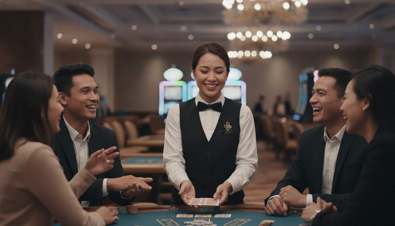 Friendly professional dealer at the live casino